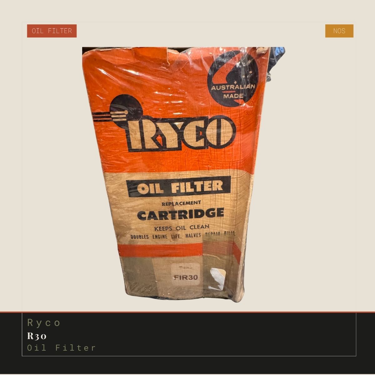 Ryco R30 Oil Filter Genuine NOS