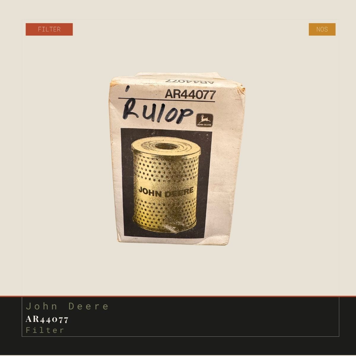 John Deere AR44077 Oil Filter Genuine NOS