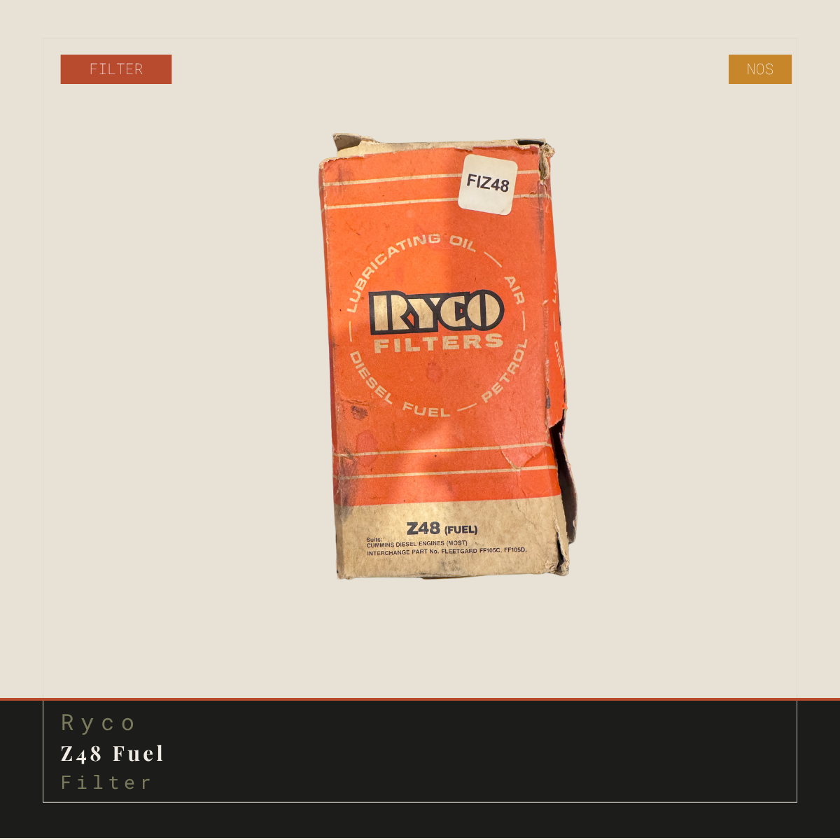 Ryco Z48 Fuel Filter | Genuine NOS Replacement