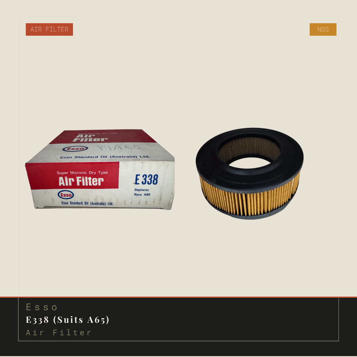Esso E338 (Suits Ryco A65) Air Filter | Genuine NOS Replacement