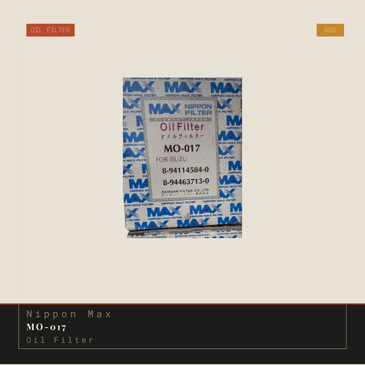 Nippon Max MO-017 Oil Filter | Genuine NOS Replacement
