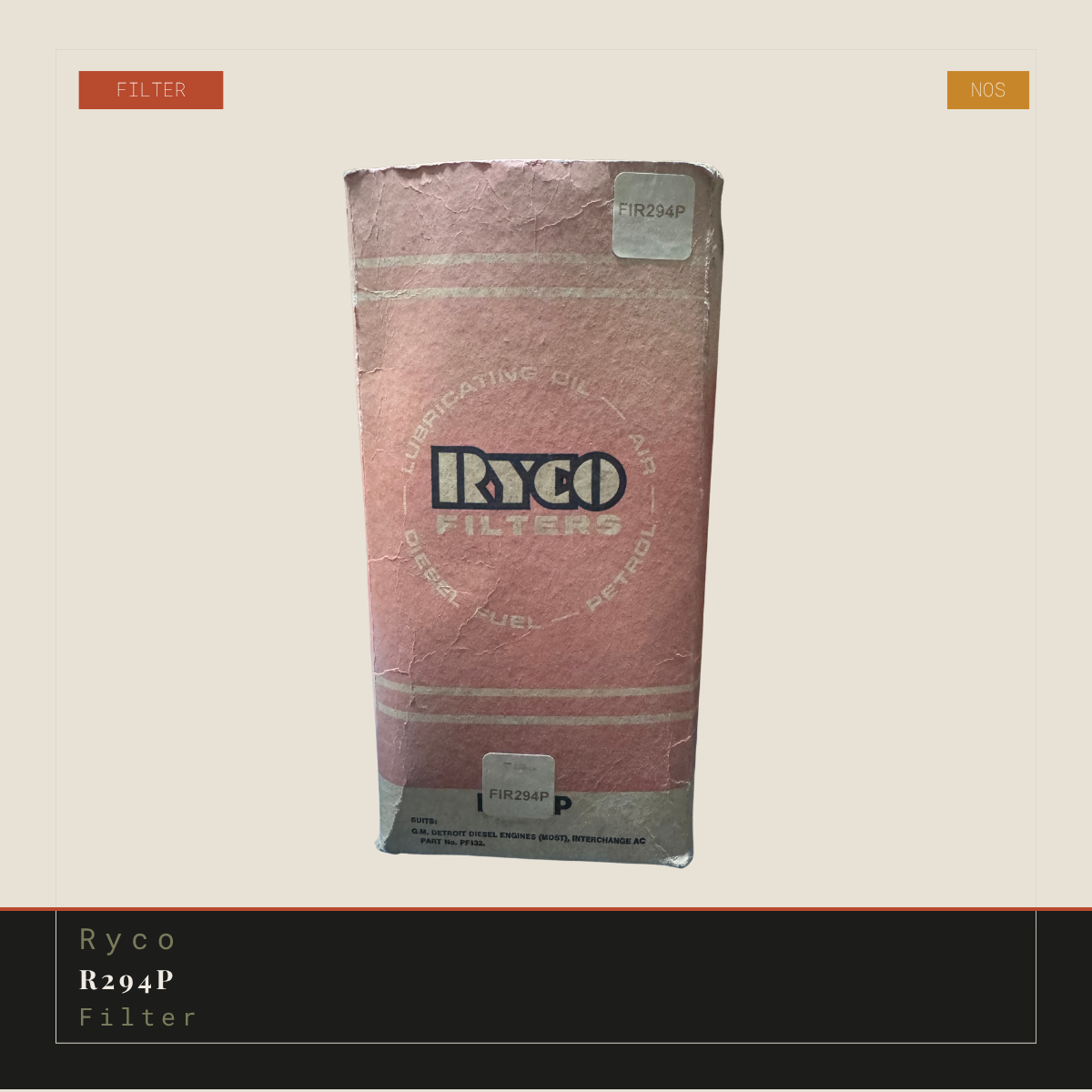 Ryco R294P Oil Filter - NOS