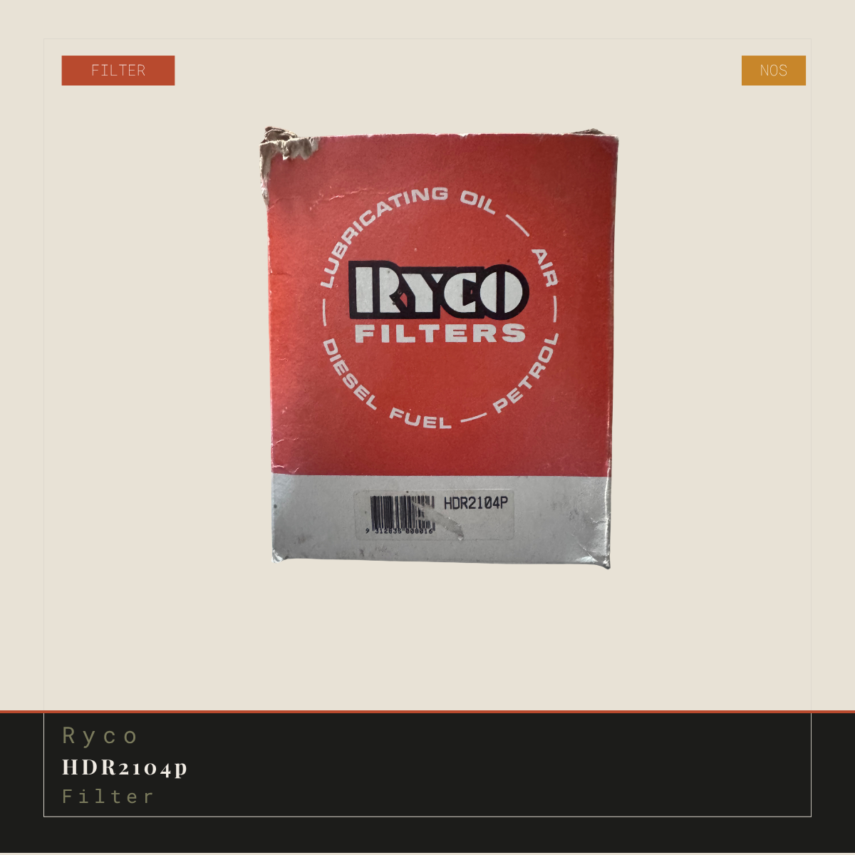 Ryco HDR2104P Filter - NOS