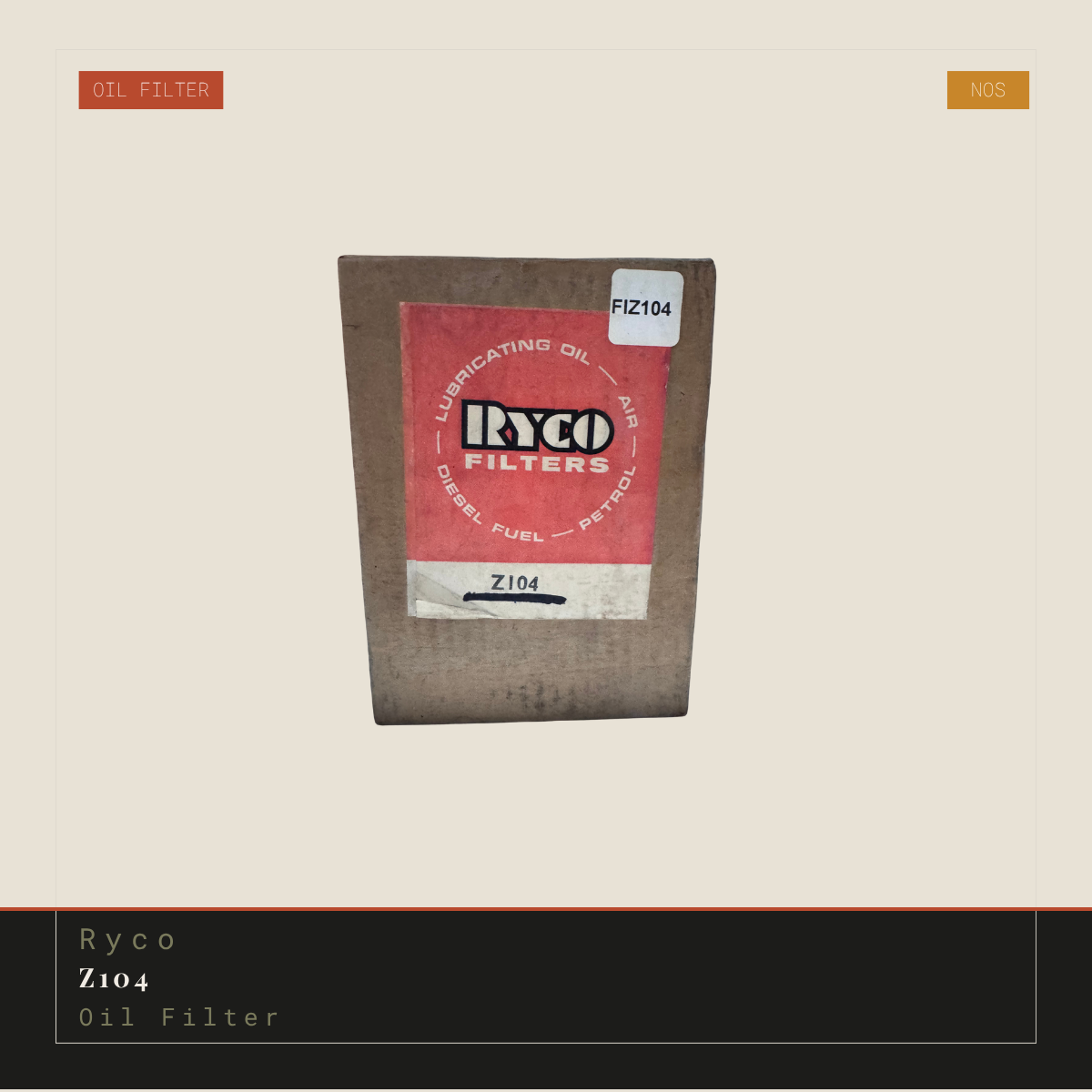 Ryco Z104 Oil Filter | Genuine NOS Replacement