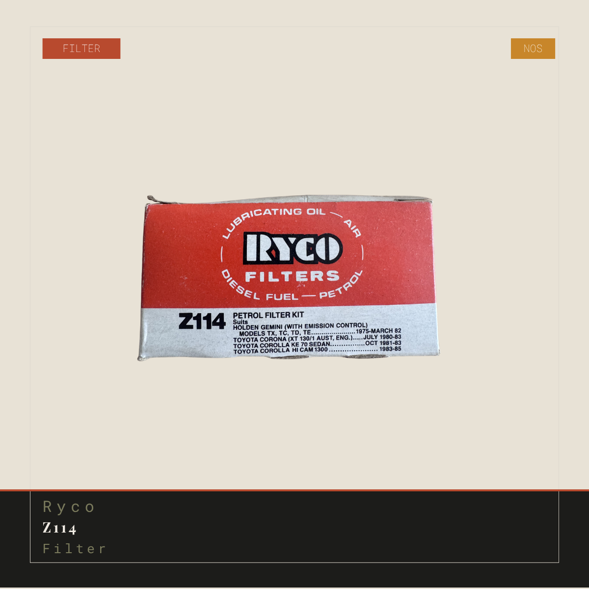 Ryco Z114 Petrol Filter Kit | Genuine NOS Replacement