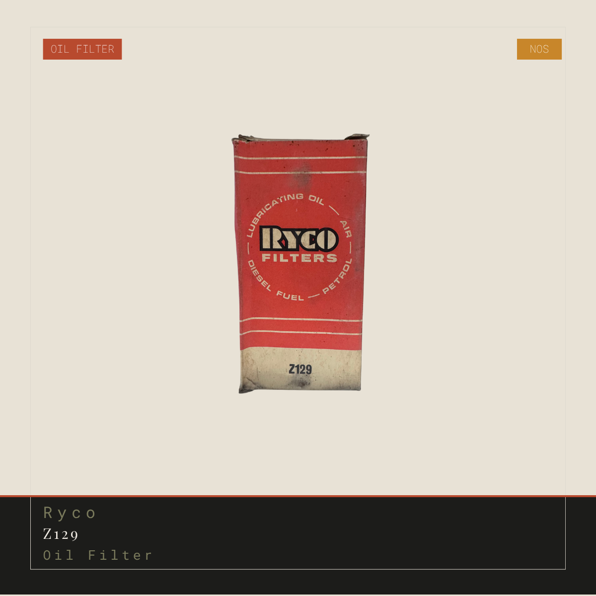 Ryco Z129 Oil Filter | Genuine NOS Replacement