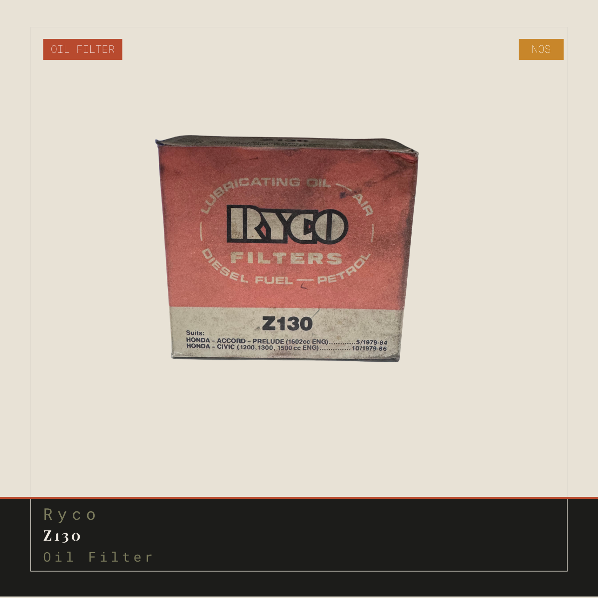 Ryco Z130 Oil Filter | Genuine NOS Replacement