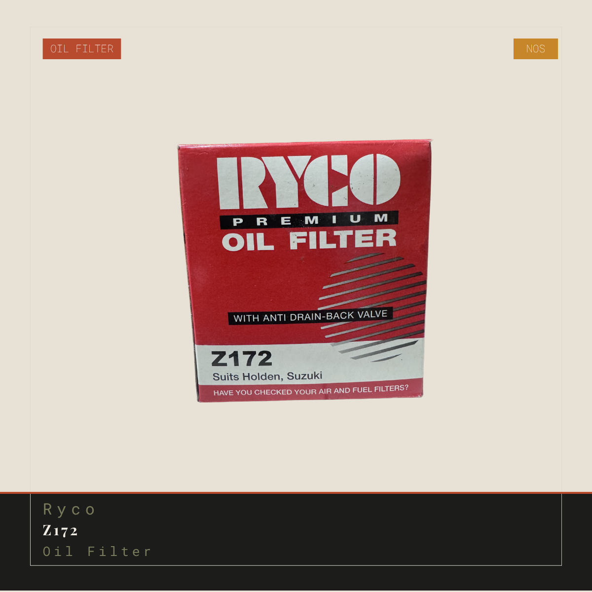 Ryco Z172 Oil Filter | Genuine NOS Replacement