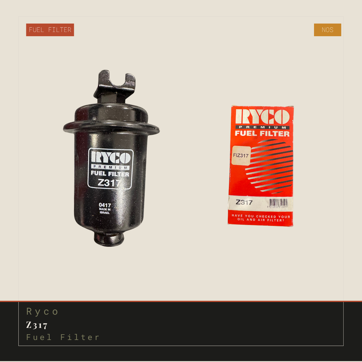 Ryco Z317 Fuel Filter - NOS