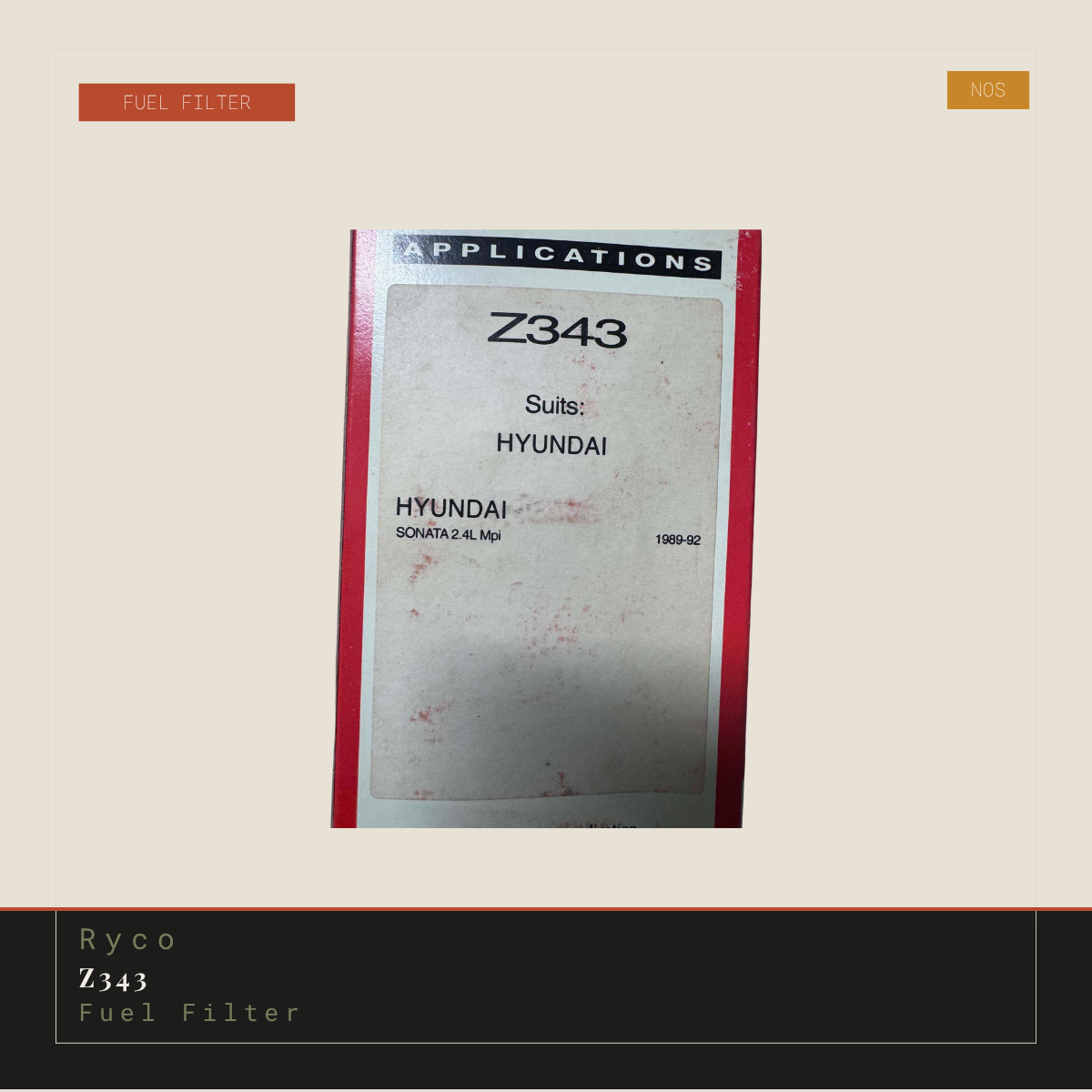 Ryco Z343 Fuel Filter | Genuine NOS Replacement