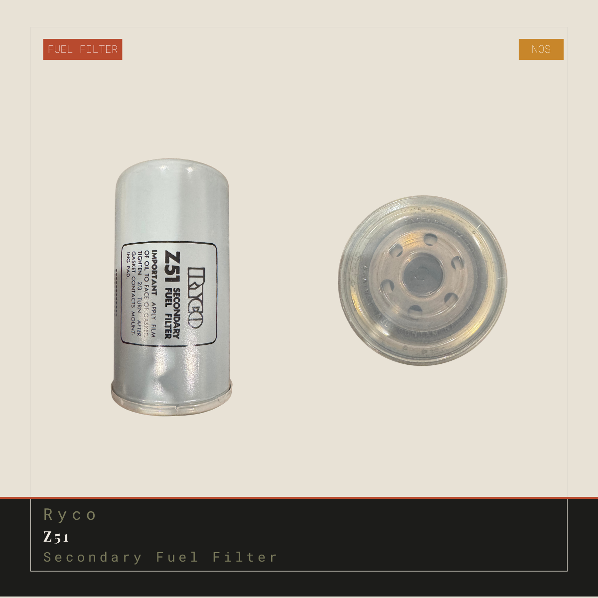 Ryco Z51 Fuel Filter - NOS (Collector Item)