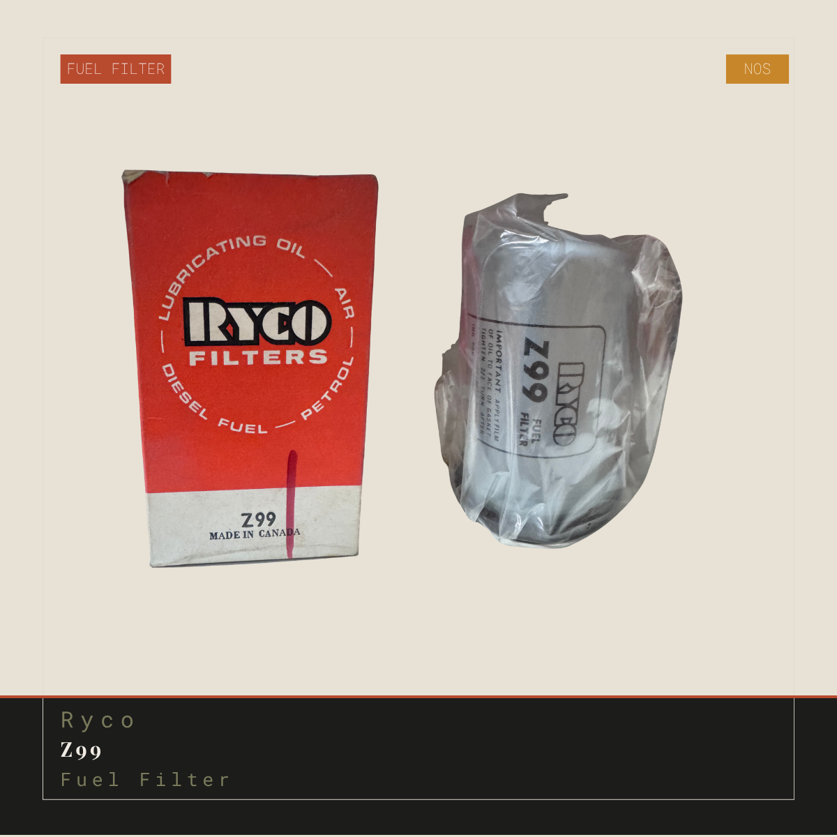Ryco Z99 Fuel Filter | Genuine NOS Replacement