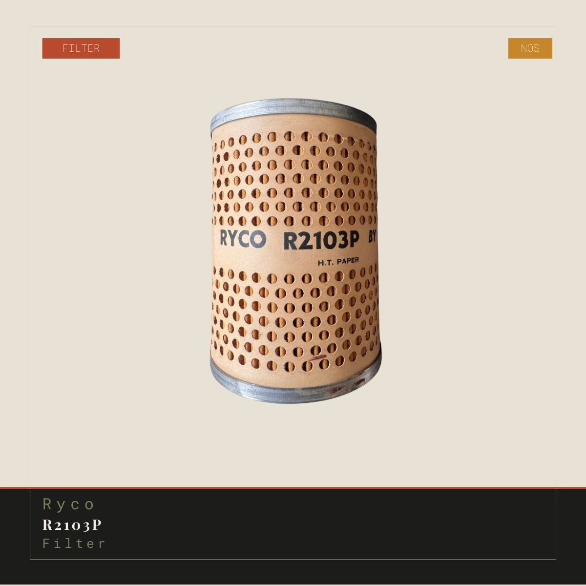 Ryco R2103P filter on a beige background