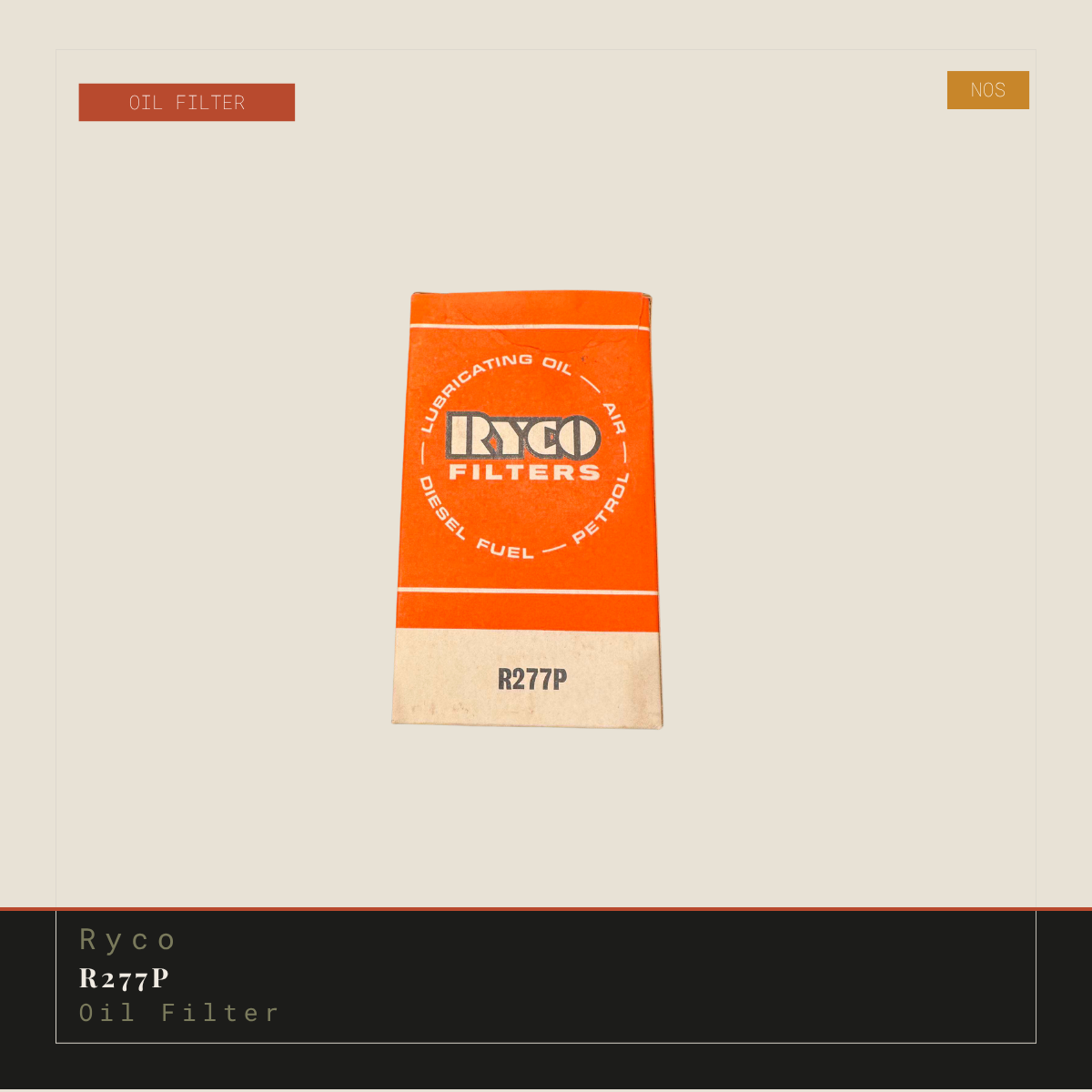 Ryco R277P Oil Filter Genuine NOS
in box orange