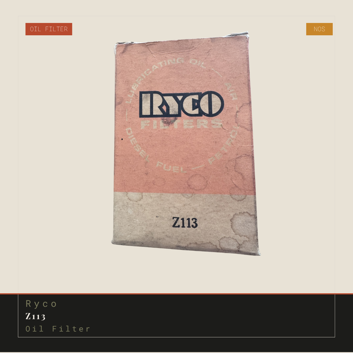 Ryco Z113 Oil Filter | Genuine NOS Replacement