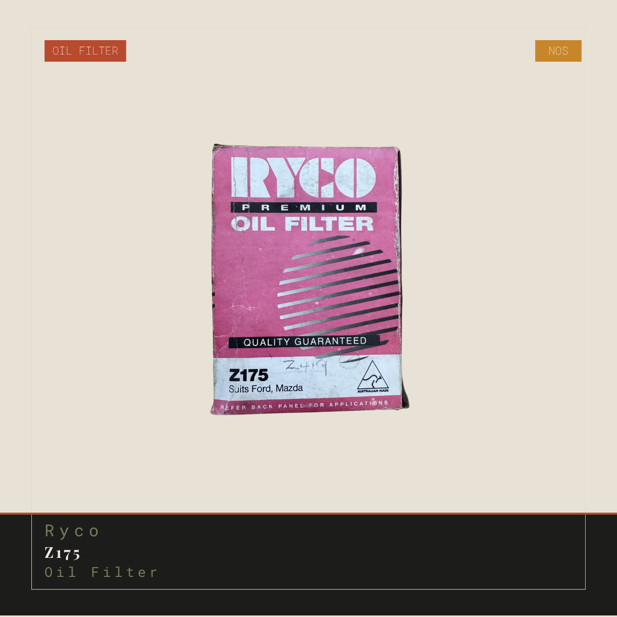 Ryco Z175 Oil Filter | Genuine NOS Replacement