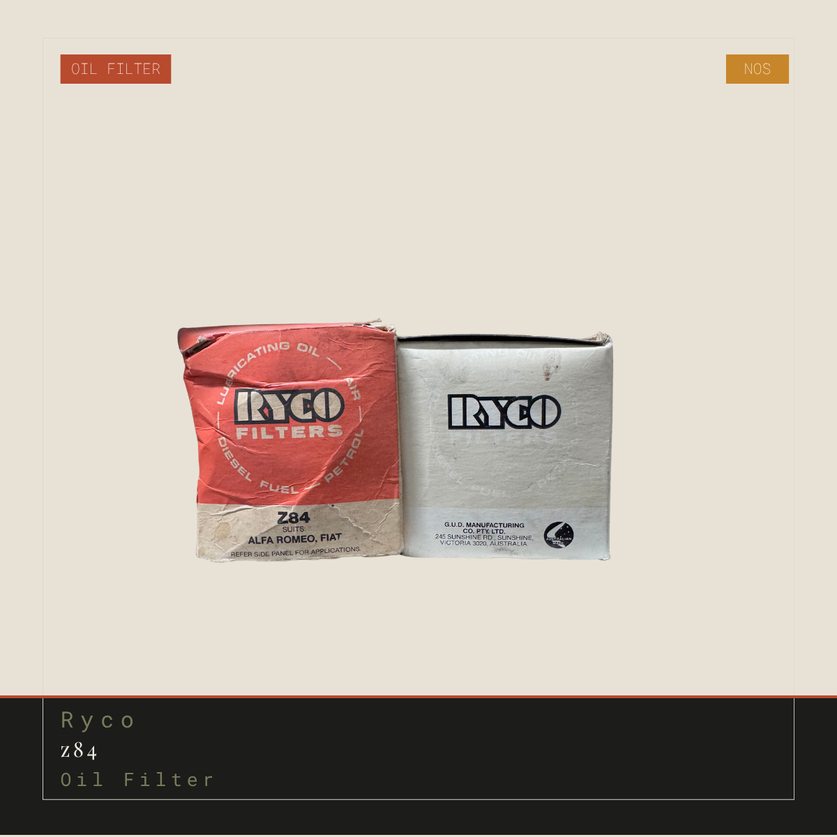 Ryco Z84 Oil Filter | Genuine NOS Replacement