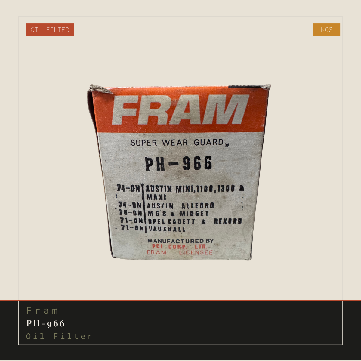 Fram PH966 Oil Filter - NOS