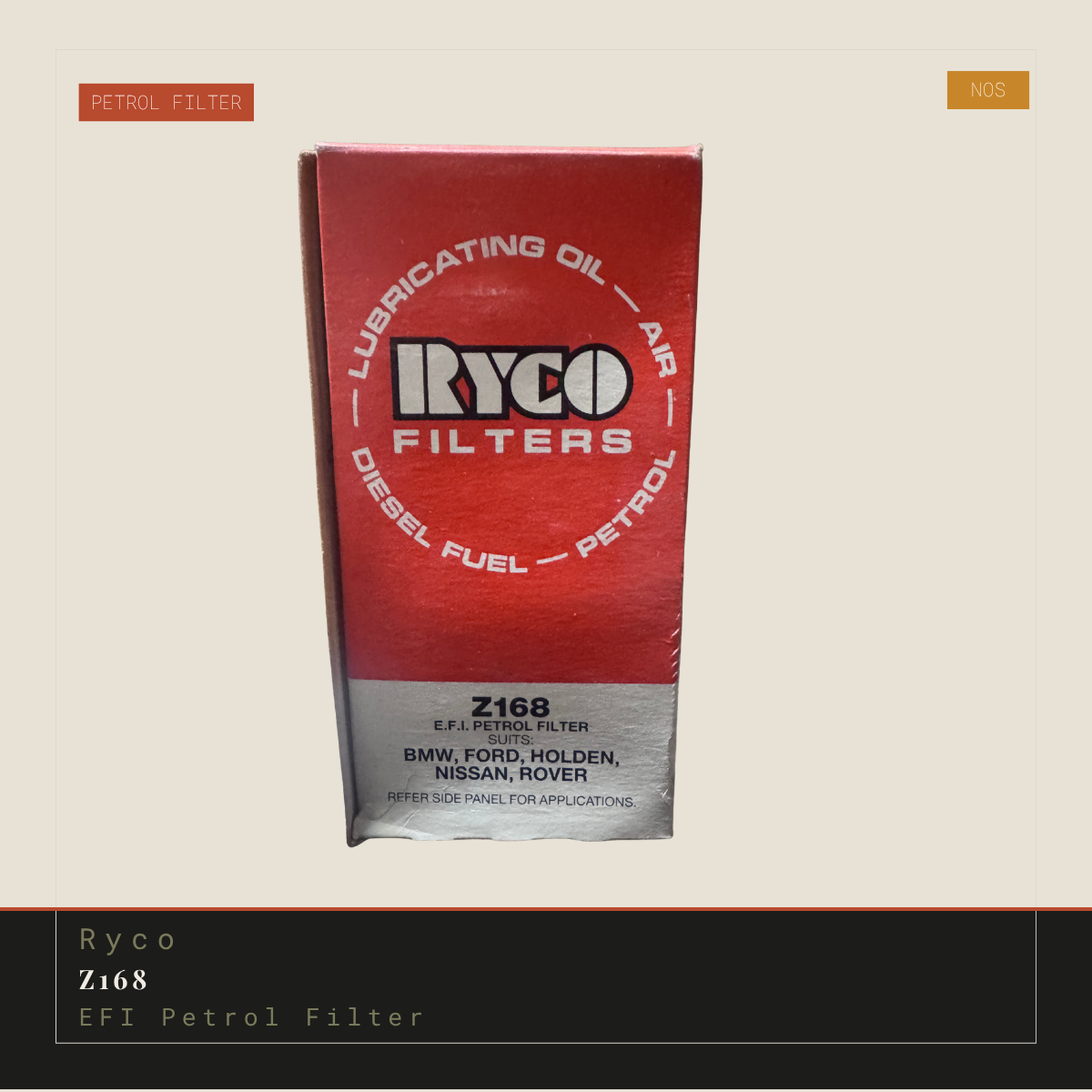 Ryco Z168 EFI Petrol Filter - NOS