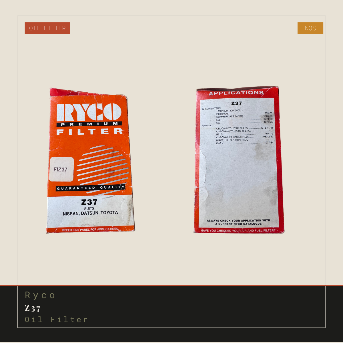 Ryco Z37 Oil Filter - NOS